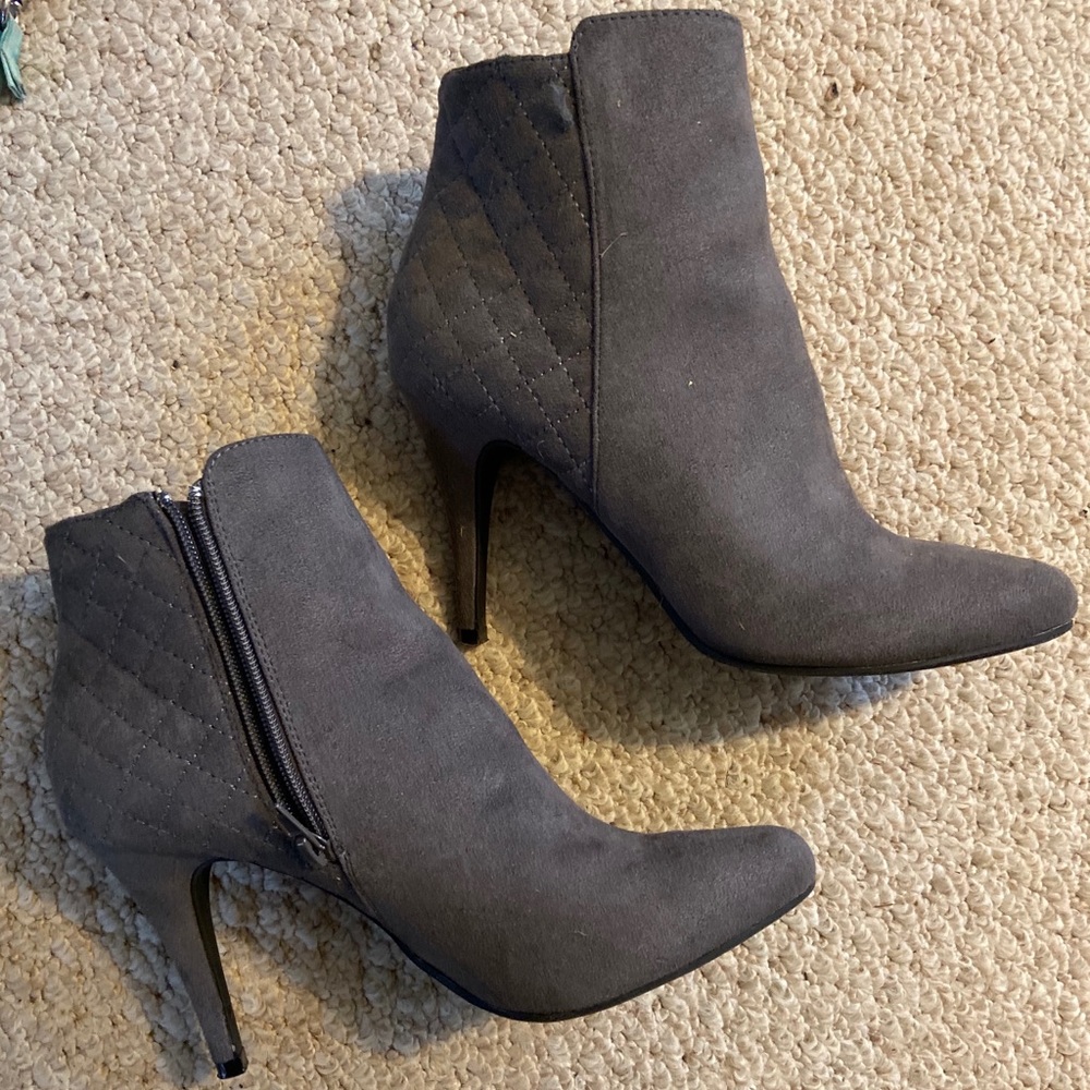 Dark gray suede ankle boots